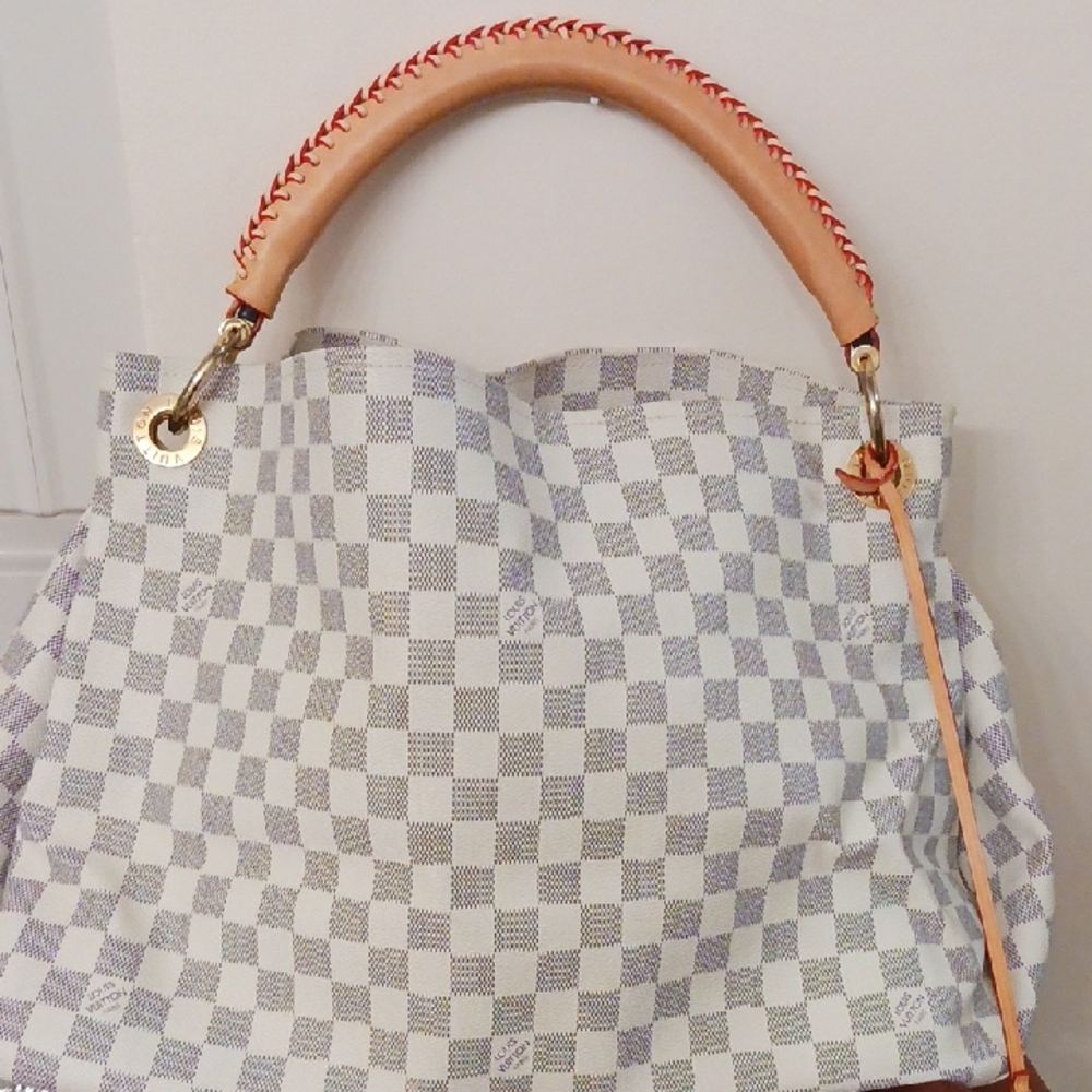 Louis Vuitton Checkered White and Tan Women's Bag